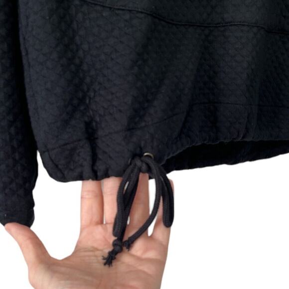 Anne Willi Paris Quilted Top Pullover Black Sz US 4 Kangaroo Pocket Drawstring - Picture 3 of 9